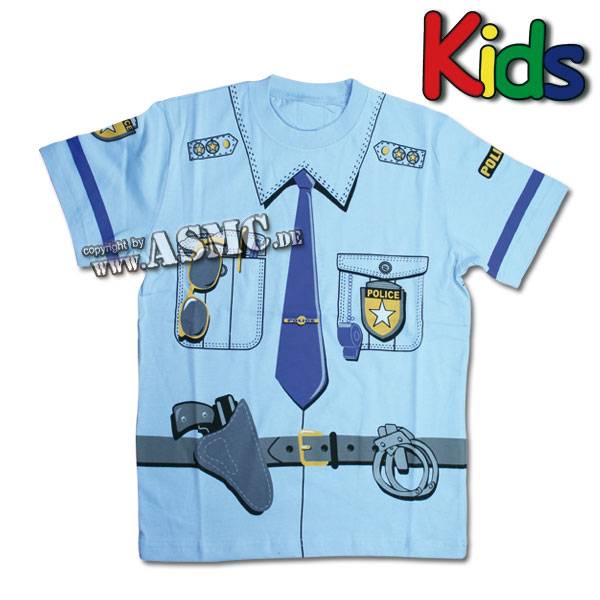Kinder T-Shirt Police blau (Größe L)