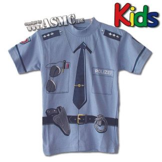Kinder T-Shirt Polizei blau (Größe XL)
