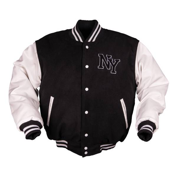 NY Baseballjacke m. Patch schwarz/weiß (Größe M)