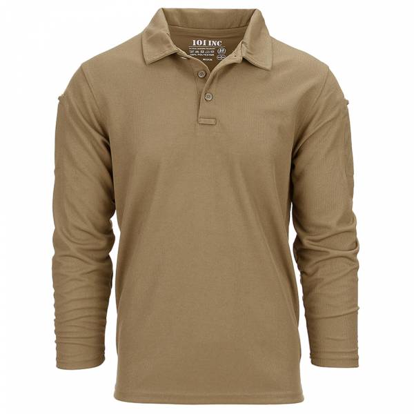 101 Inc. Longsleeve Tactical Polo Quick Dry coyote (Größe L)