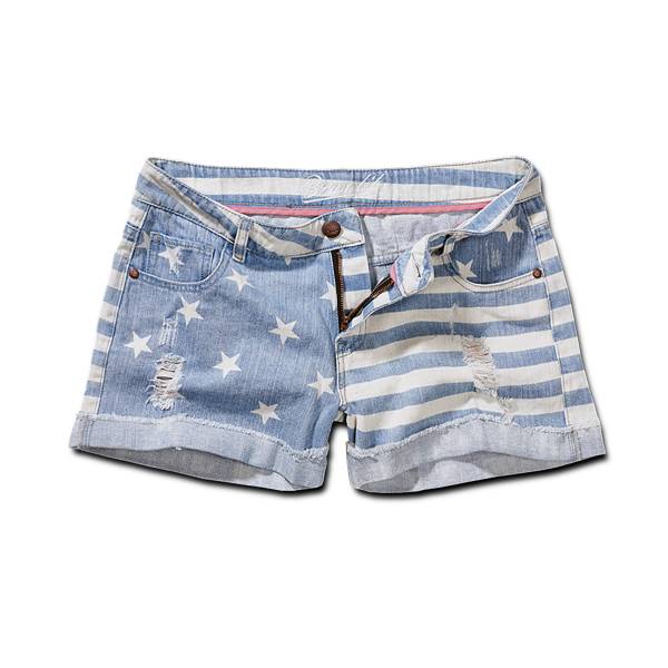 Brandit Denim Hotpants stars+stripes hellblau (Größe XS)