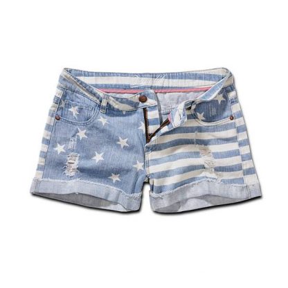 Brandit Denim Hotpants stars+stripes hellblau (Größe XXS)