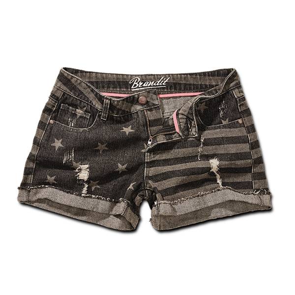 Brandit Denim Hotpants stars+stripes grau (Größe XS)