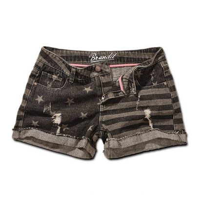 Brandit Denim Hotpants stars+stripes grau (Größe XXS)