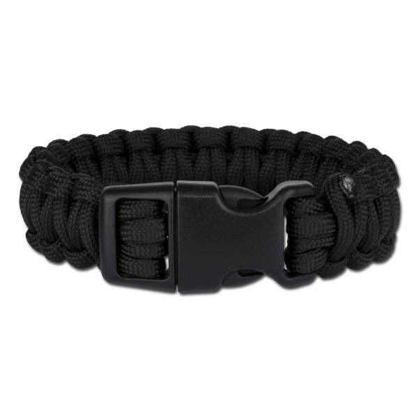 Survival Paracord Bracelet breit schwarz (Größe M)