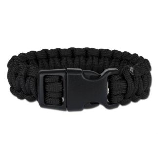 Survival Paracord Bracelet breit schwarz (Größe S)