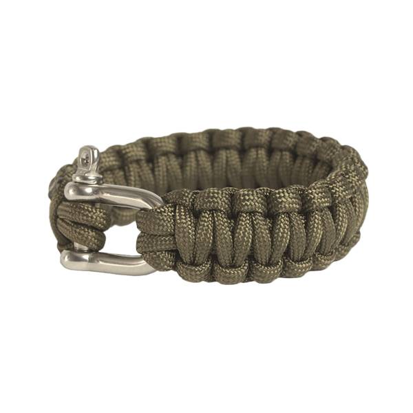 Survival Paracord Bracelet Metallverschluss oliv (Größe L)