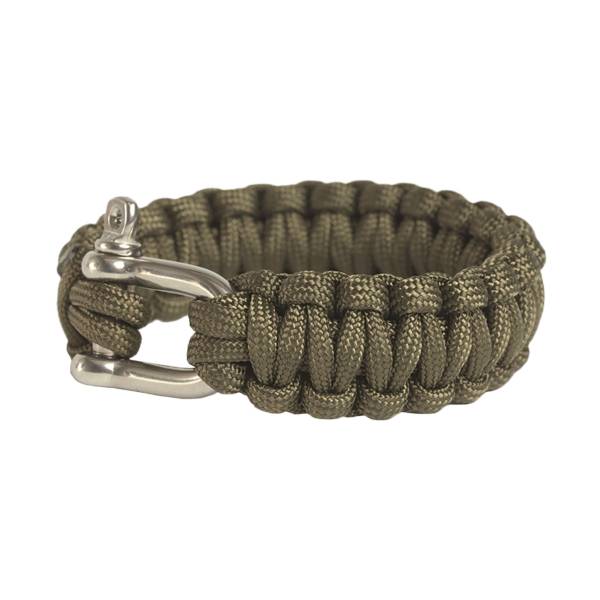 Survival Paracord Bracelet breit Metallverschluss oliv (Größe M)