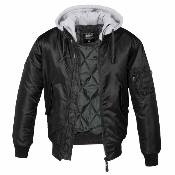 Brandit Jacke MA1 Sweat Hooded Jacket schwarz grau (Größe S)