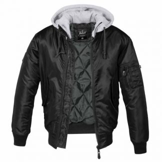 Brandit Jacke MA1 Sweat Hooded Jacket schwarz grau (Größe M)