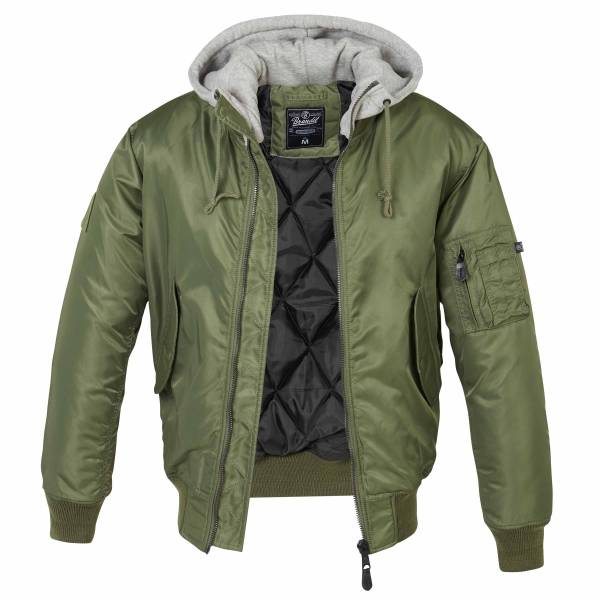 Brandit Jacke MA1 Sweat Hooded Jacket oliv grau (Größe M)