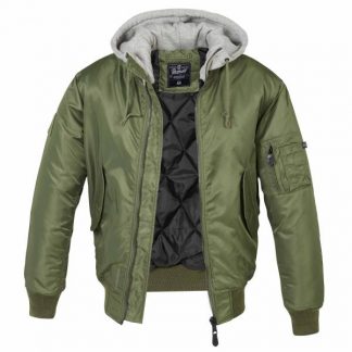 Brandit Jacke MA1 Sweat Hooded Jacket oliv grau (Größe S)