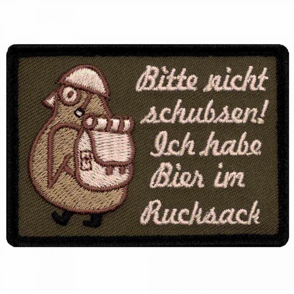 Café Viereck Patch Nicht schubsen, ich habe Bier im Rucksack