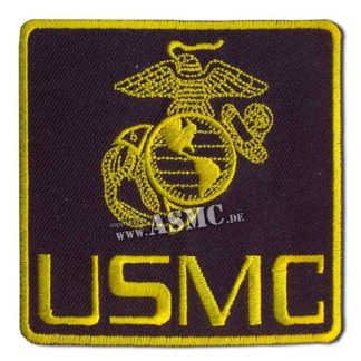 Abzeichen US Textil USMC quadratisch schwarz-gold