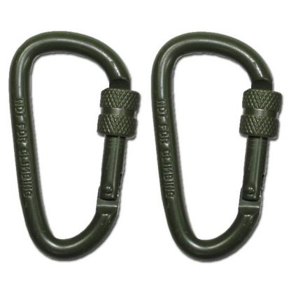 Karabiner D-Schraub 6 cm oliv