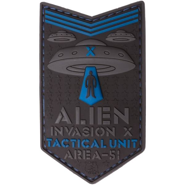 JTG 3D Patch Alien Invasion X File Tactical Unit blau