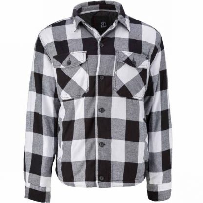 Brandit Jacke Lumberjacket checked weiß schwarz (Größe M)