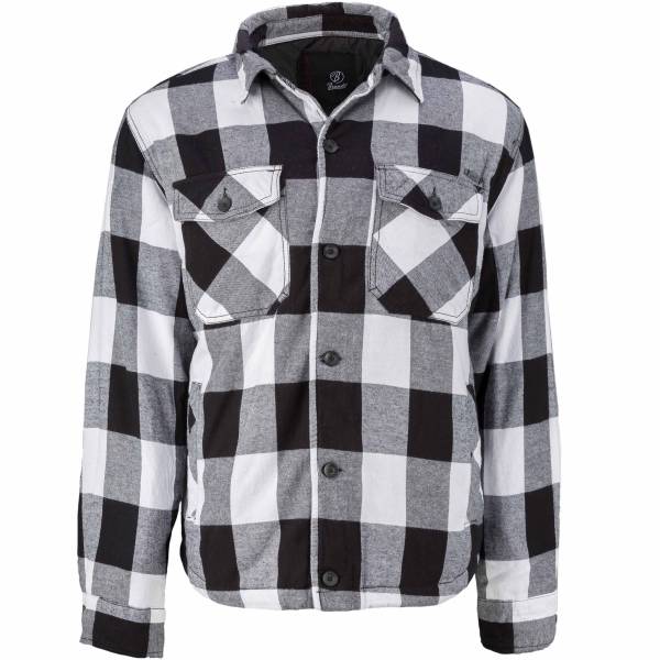 Brandit Jacke Lumberjacket checked weiß schwarz (Größe XL)