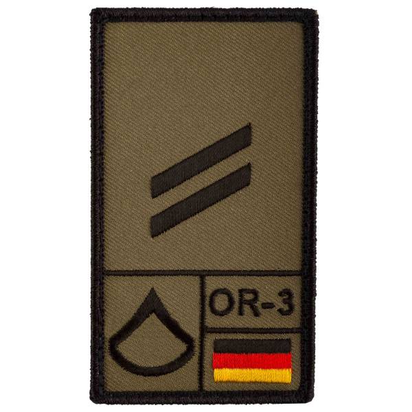 Café Viereck Rank Patch Obergefreiter oliv