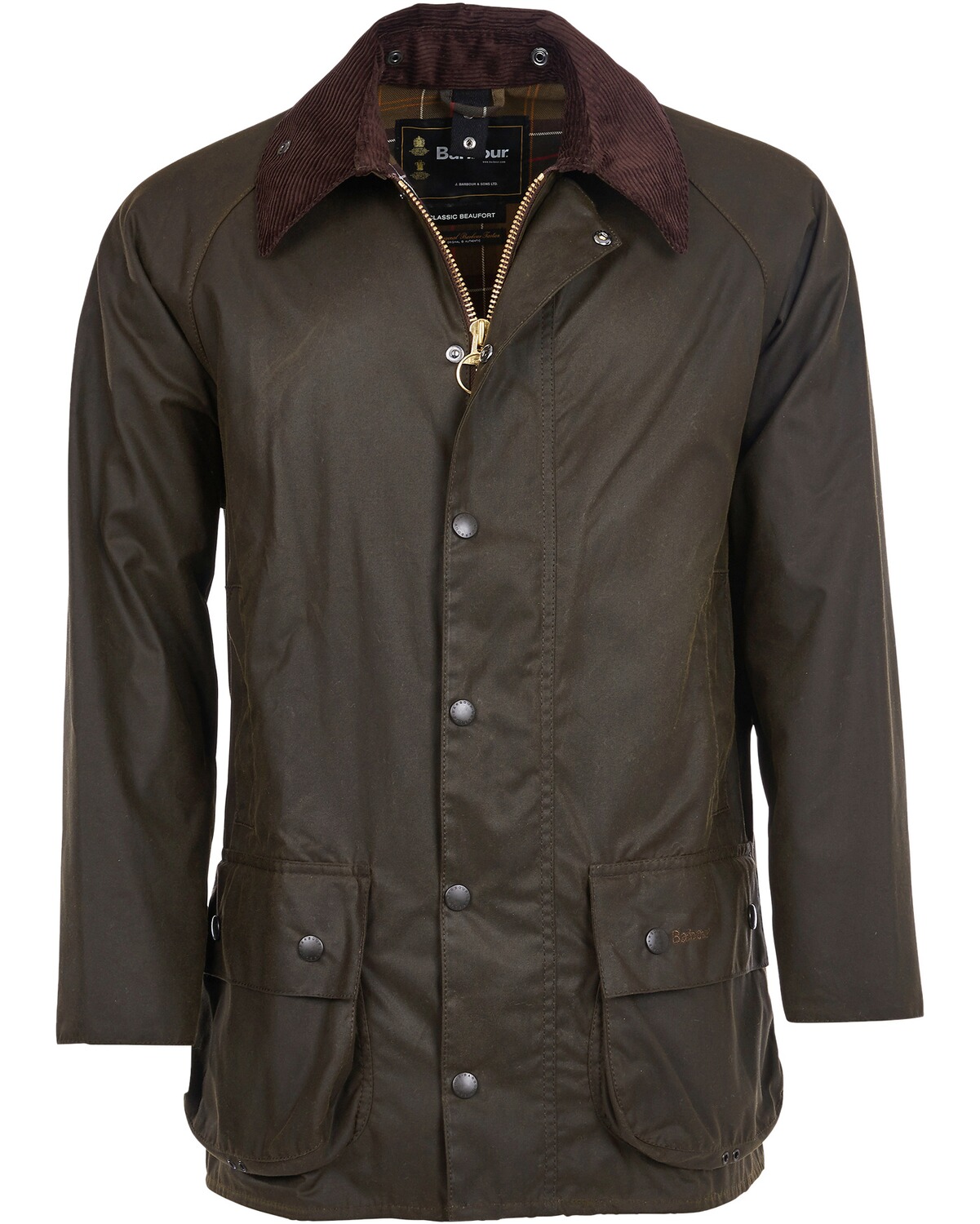 Barbour Wachsjacke Classic Beaufort Oliv (Größe: 34)