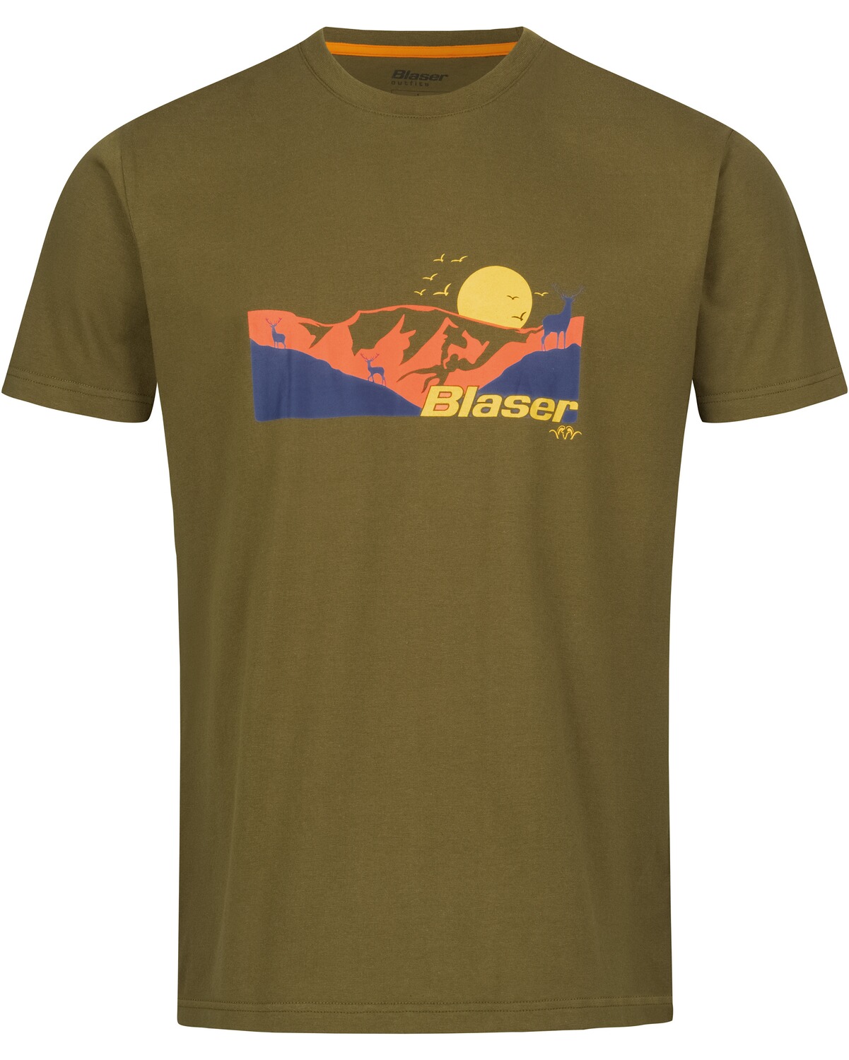 Blaser Outfits T-Shirt Mountain Print Dark Olive (Größe: L)