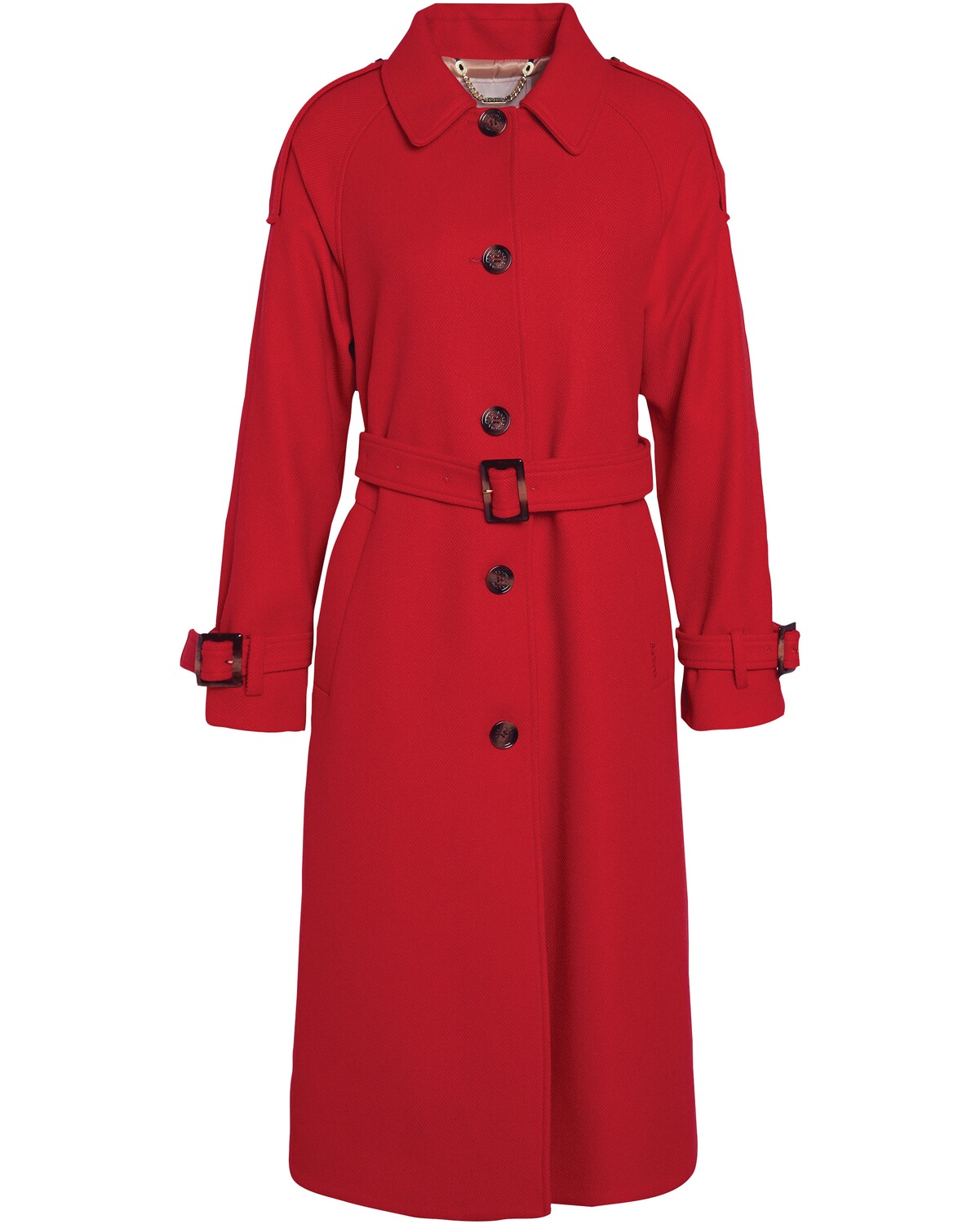 Barbour Woll-Trenchcoat Alberta Wool Blaze Red/Hessian (Größe: 14)
