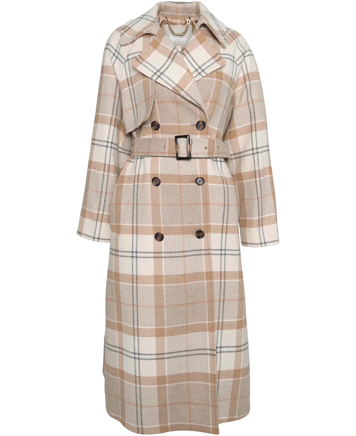 Barbour Wolltrench Claudette Winter White Tartan/Hessian (Größe: 10)