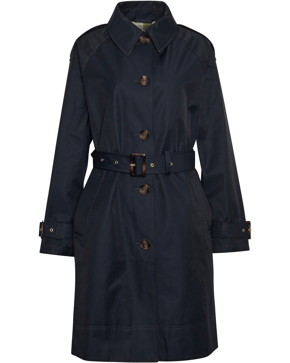 Barbour Trenchcoat Maia Dark Navy/Rosemary Tartan (Größe: 10)