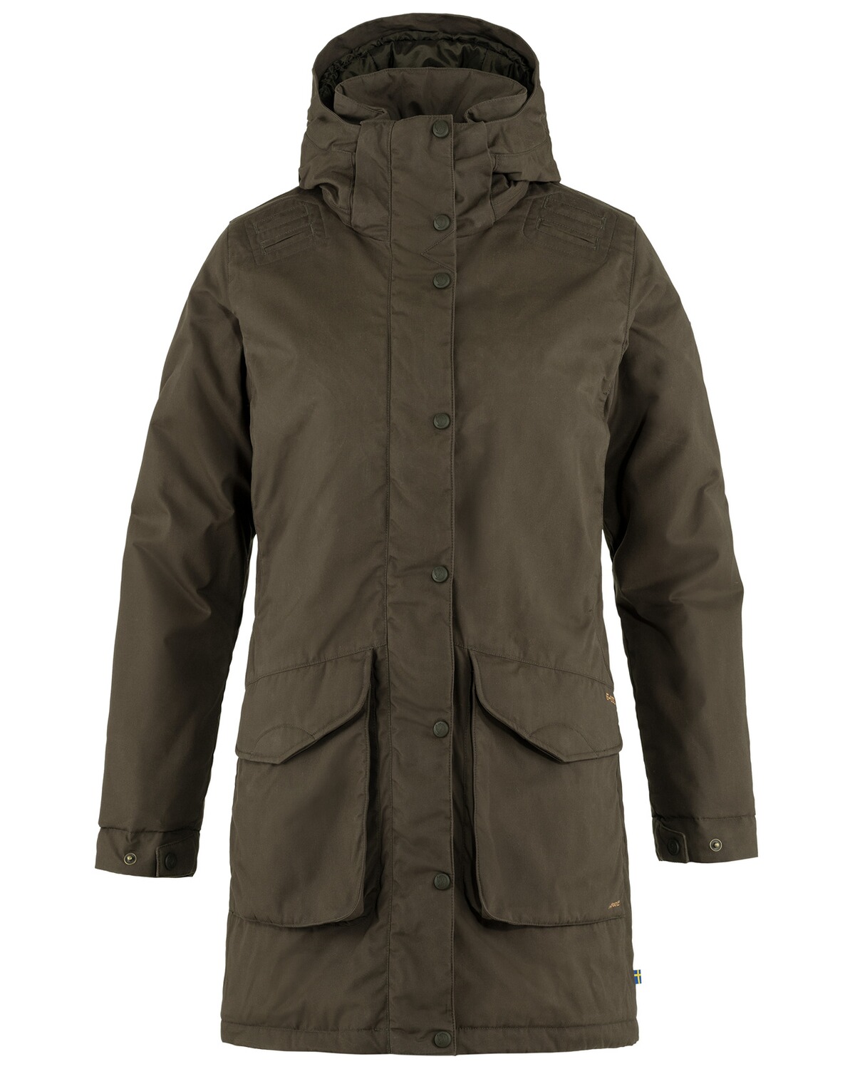 Fjällräven Damen Winterjacke Högvit Dark Olive (Größe: L)