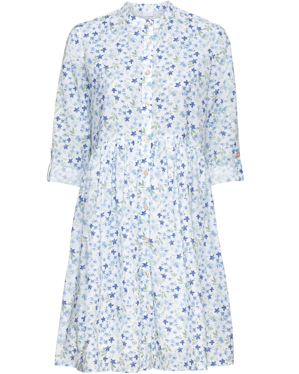 FELICITAS Midikleid Sillian mit Allover-Blumenmuster Blau/Grün (Größe: 44)