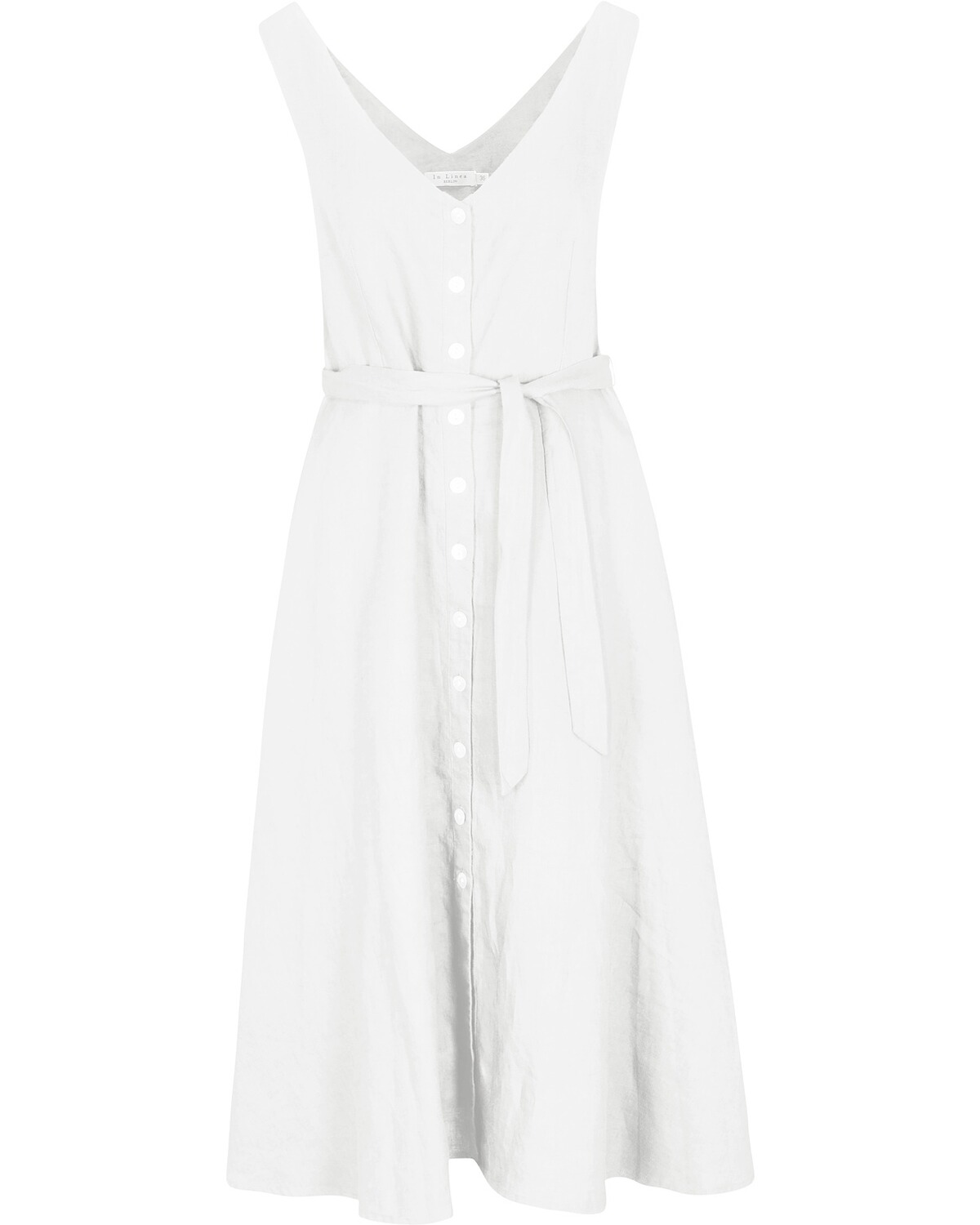 In Linea Ärmeloses Leinenkleid Weiß (Größe: 42)