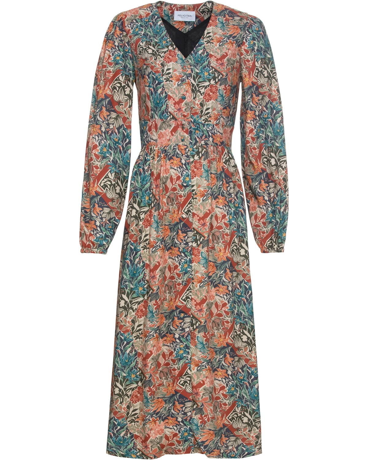 FELICITAS Midikleid Katalena mit Allover-Print Petrol (Größe: 38)