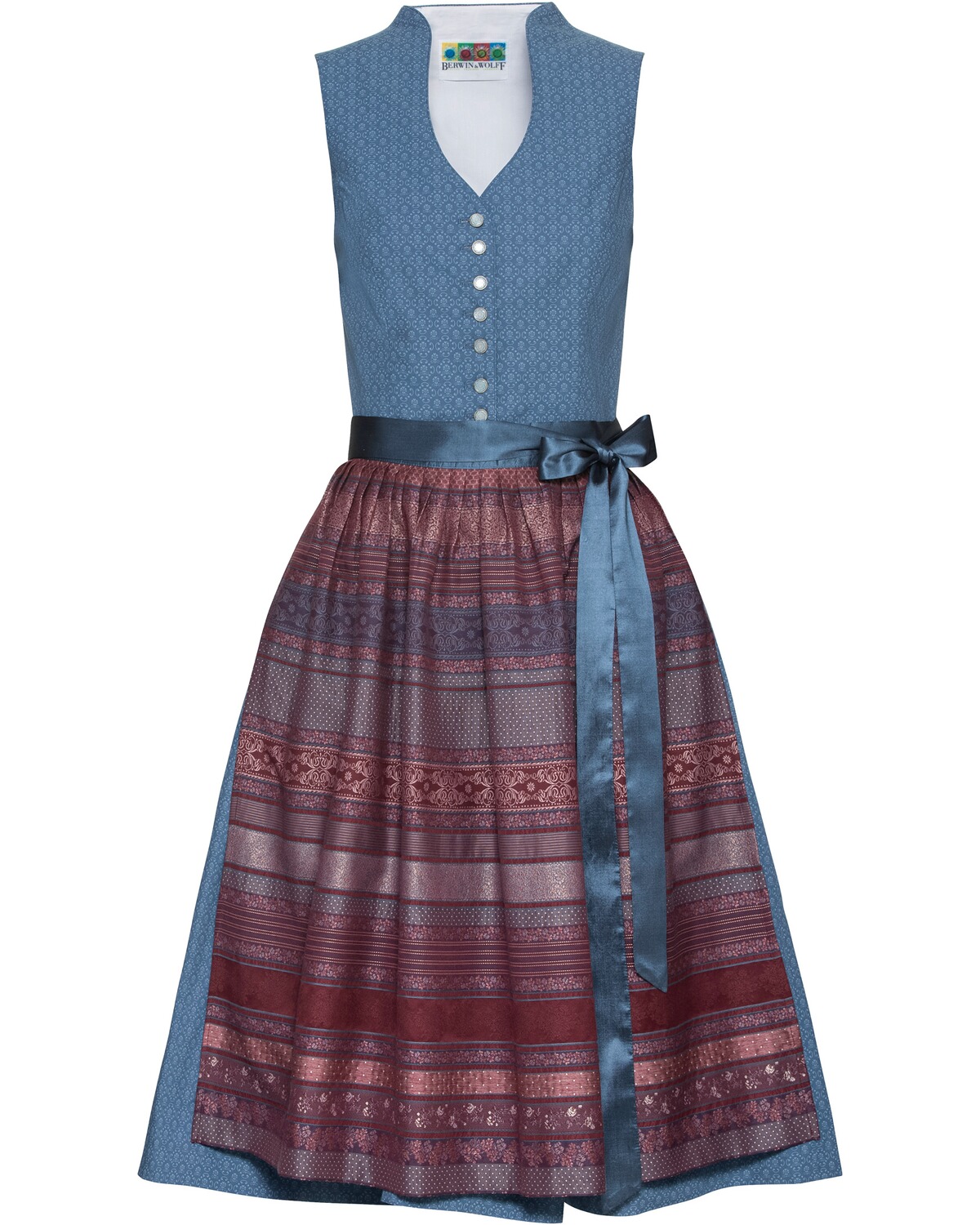 Berwin & Wolff Jacquarddirndl mit V-Ausschnitt Blau (Größe: 40)