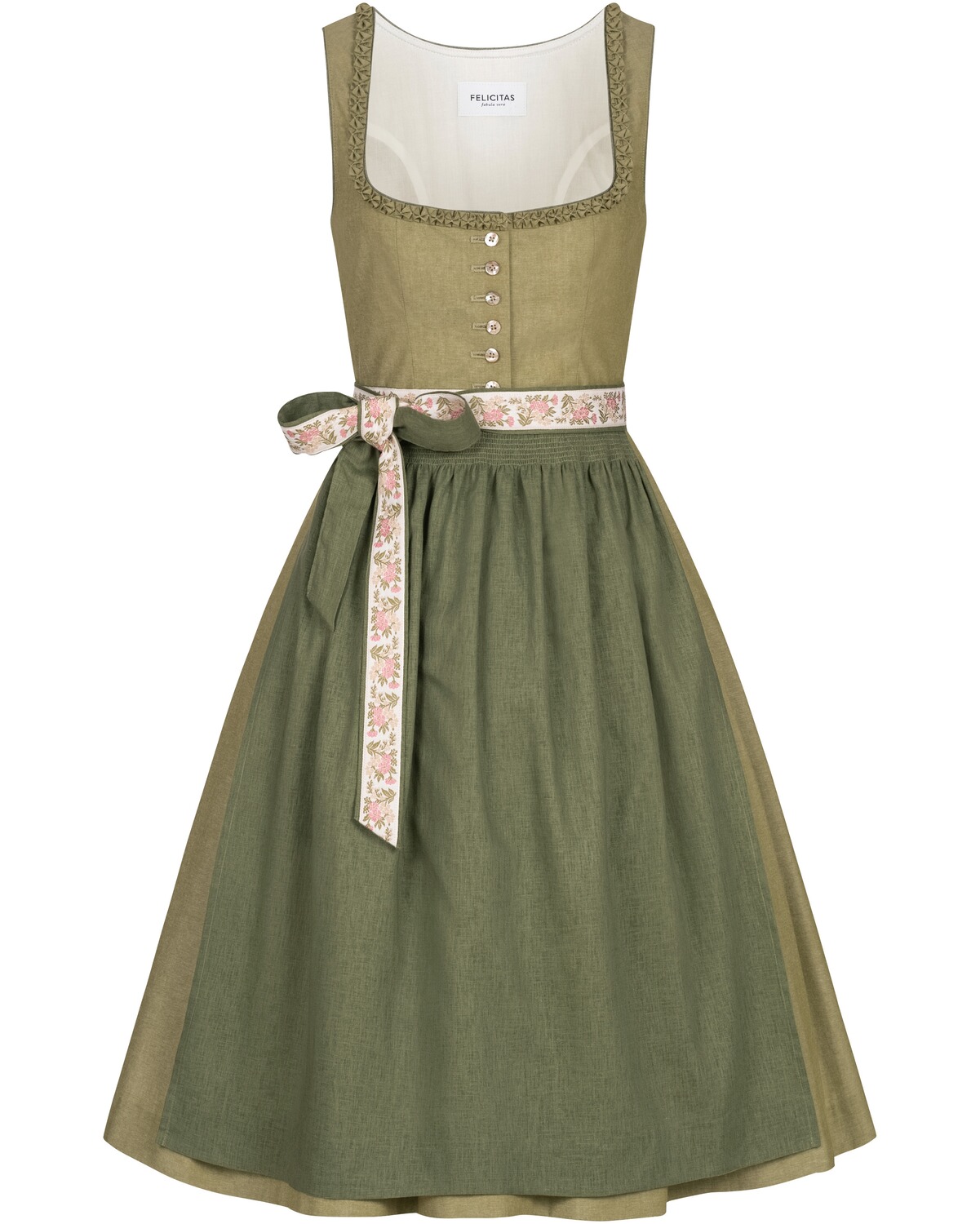 FELICITAS Midi-Dirndl Doro Schilf/Grün (Größe: 34)