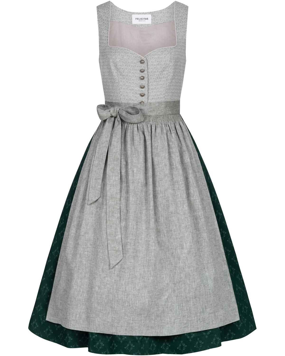 FELICITAS Midi-Dirndl Dörte Tanne/Grau (Größe: 34)