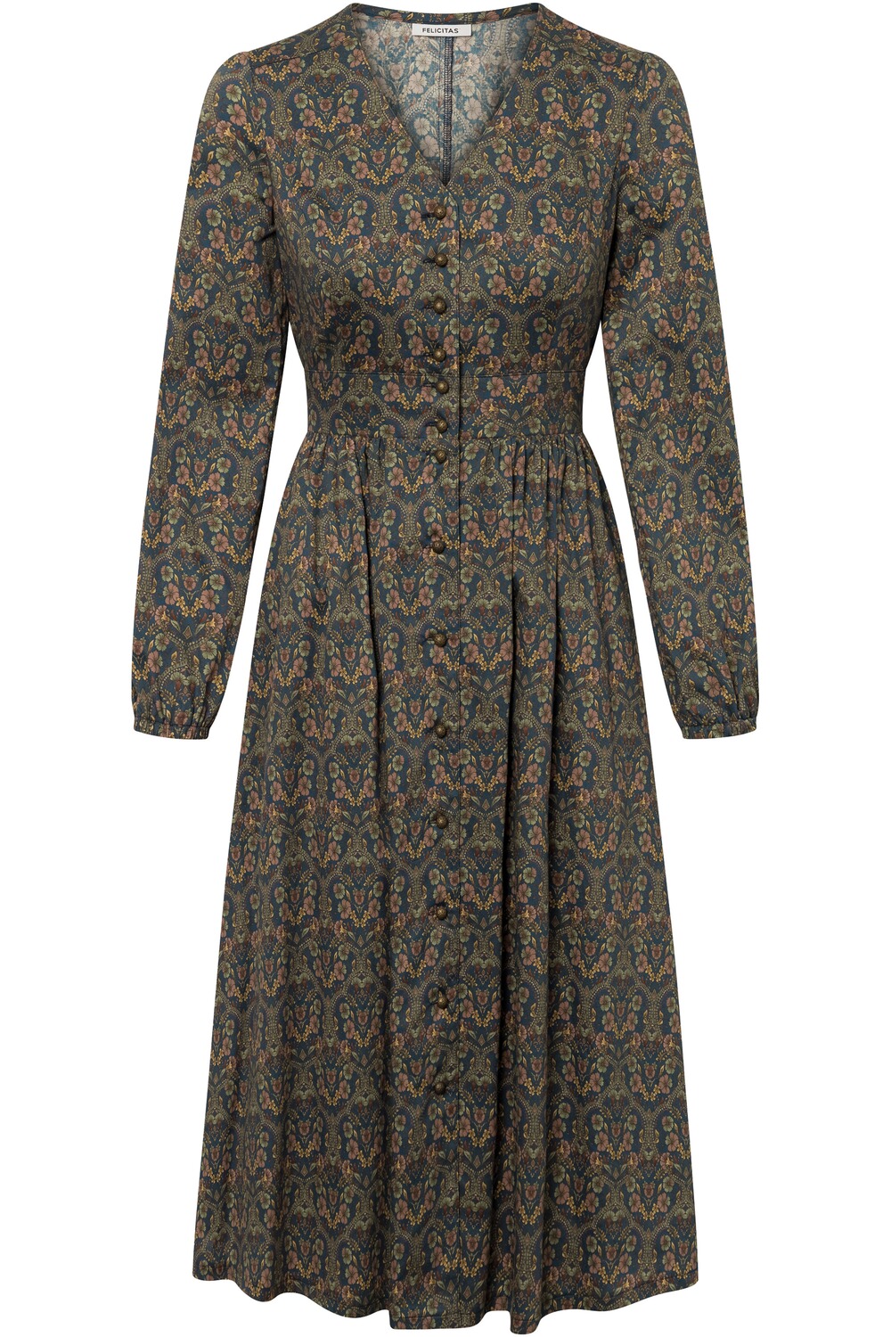FELICITAS Kleid Karlinda Marine/Oliv/Braun (Größe: 42)