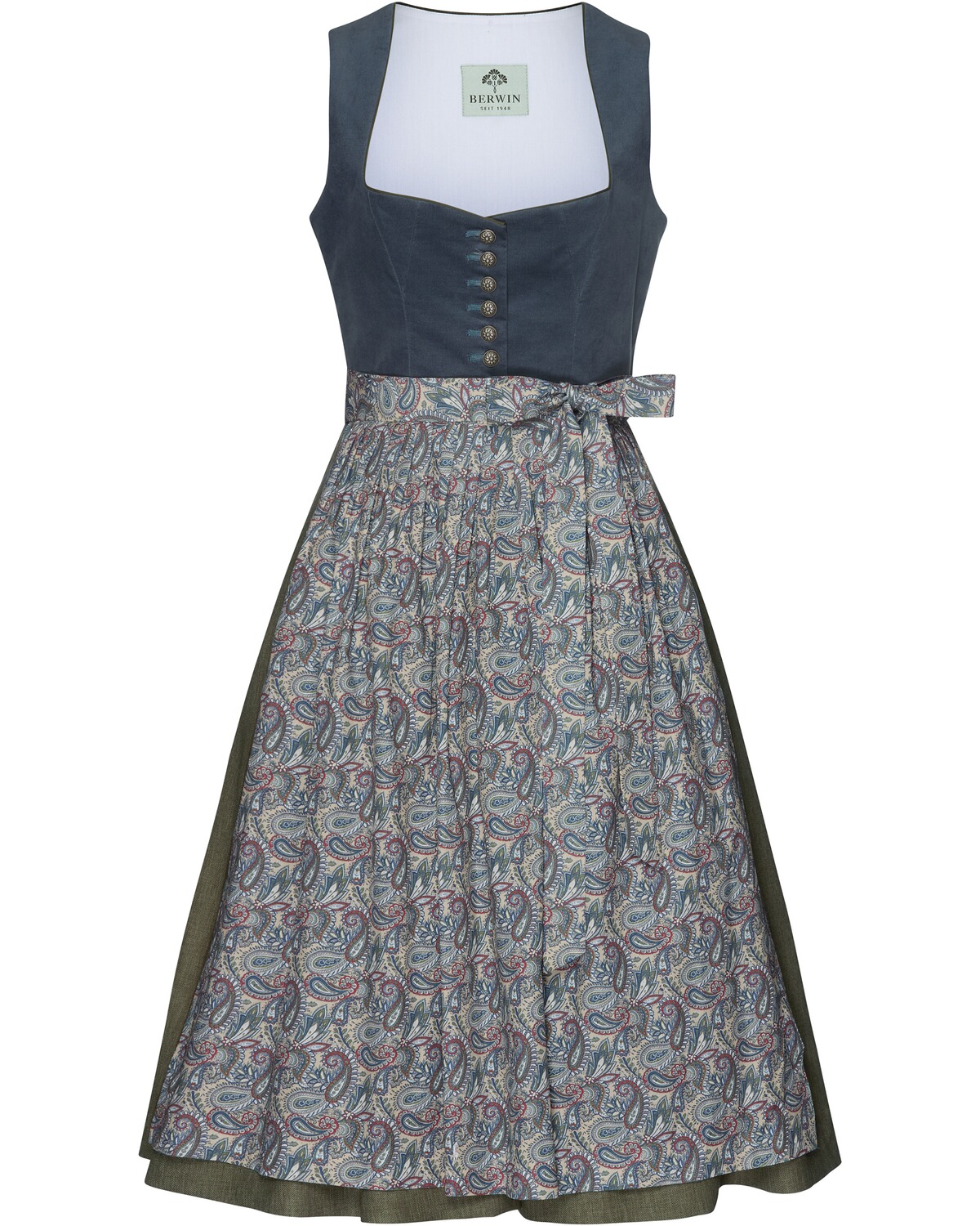 Berwin Midi-Dirndl Marine/Oliv (Größe: 46)