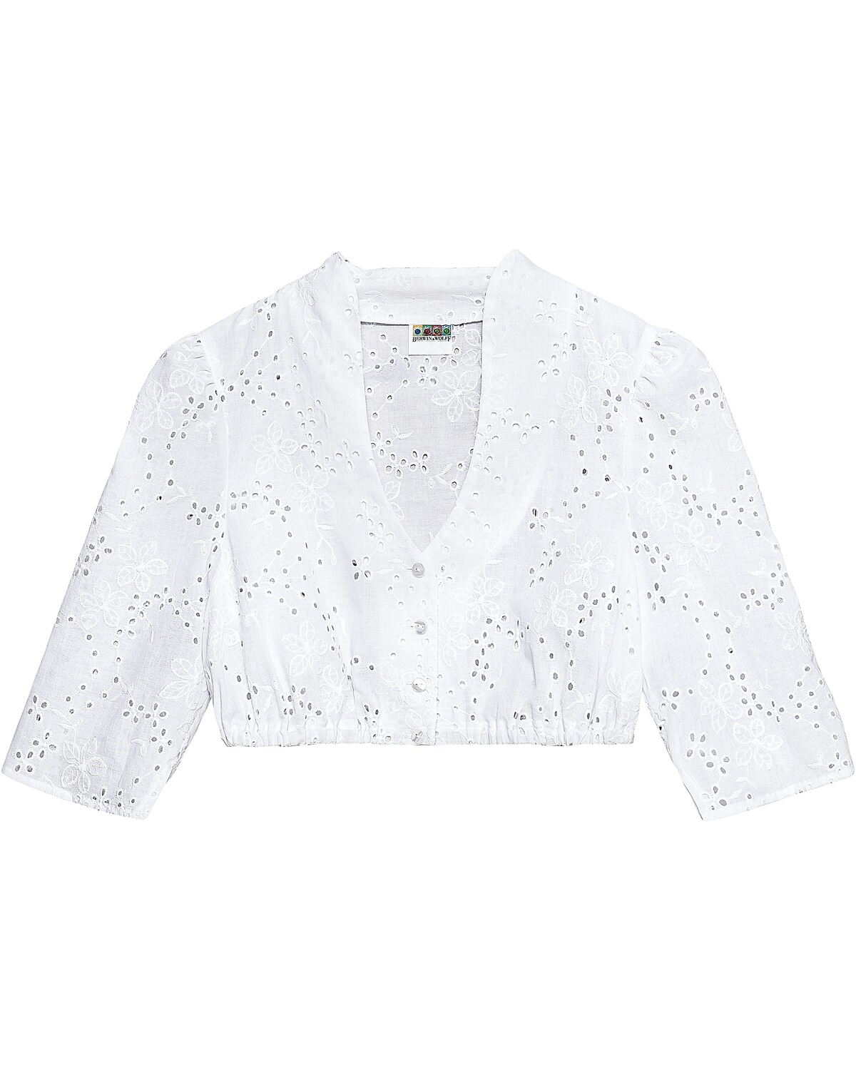 Berwin & Wolff V-Dirndlbluse mit Lochspitze Weiß (Größe: 34)