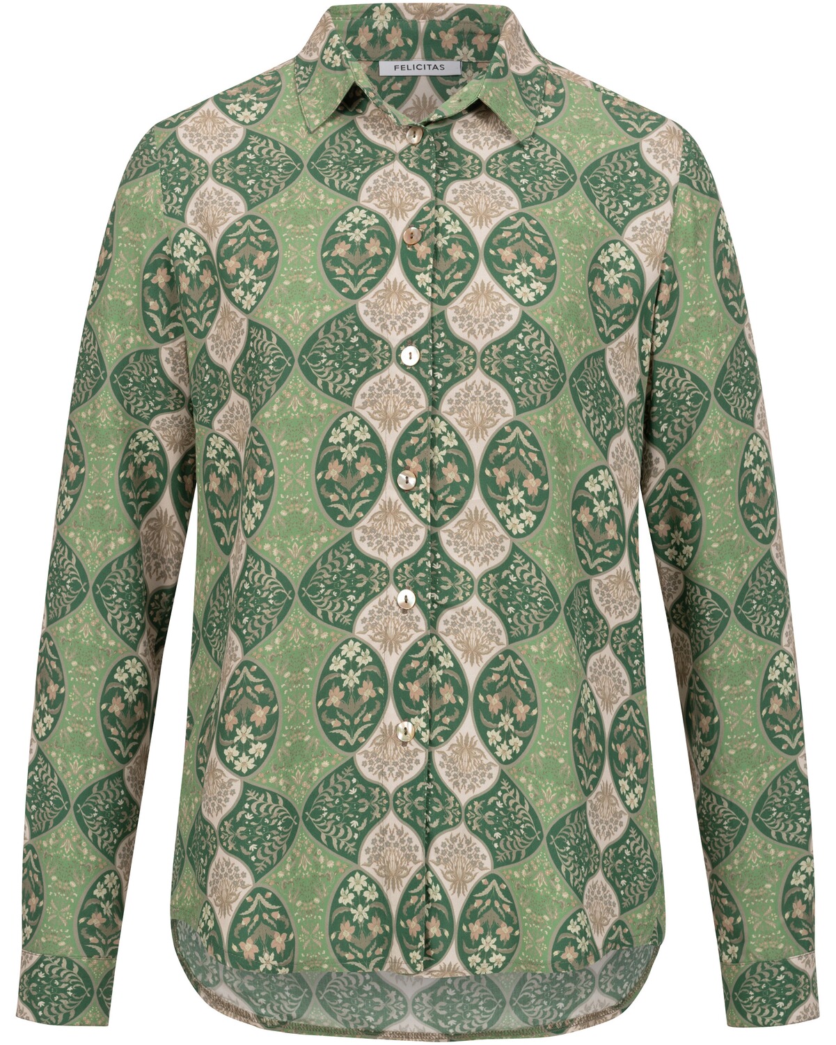 FELICITAS Hemdbluse Burga Grün/Beige (Größe: 38)