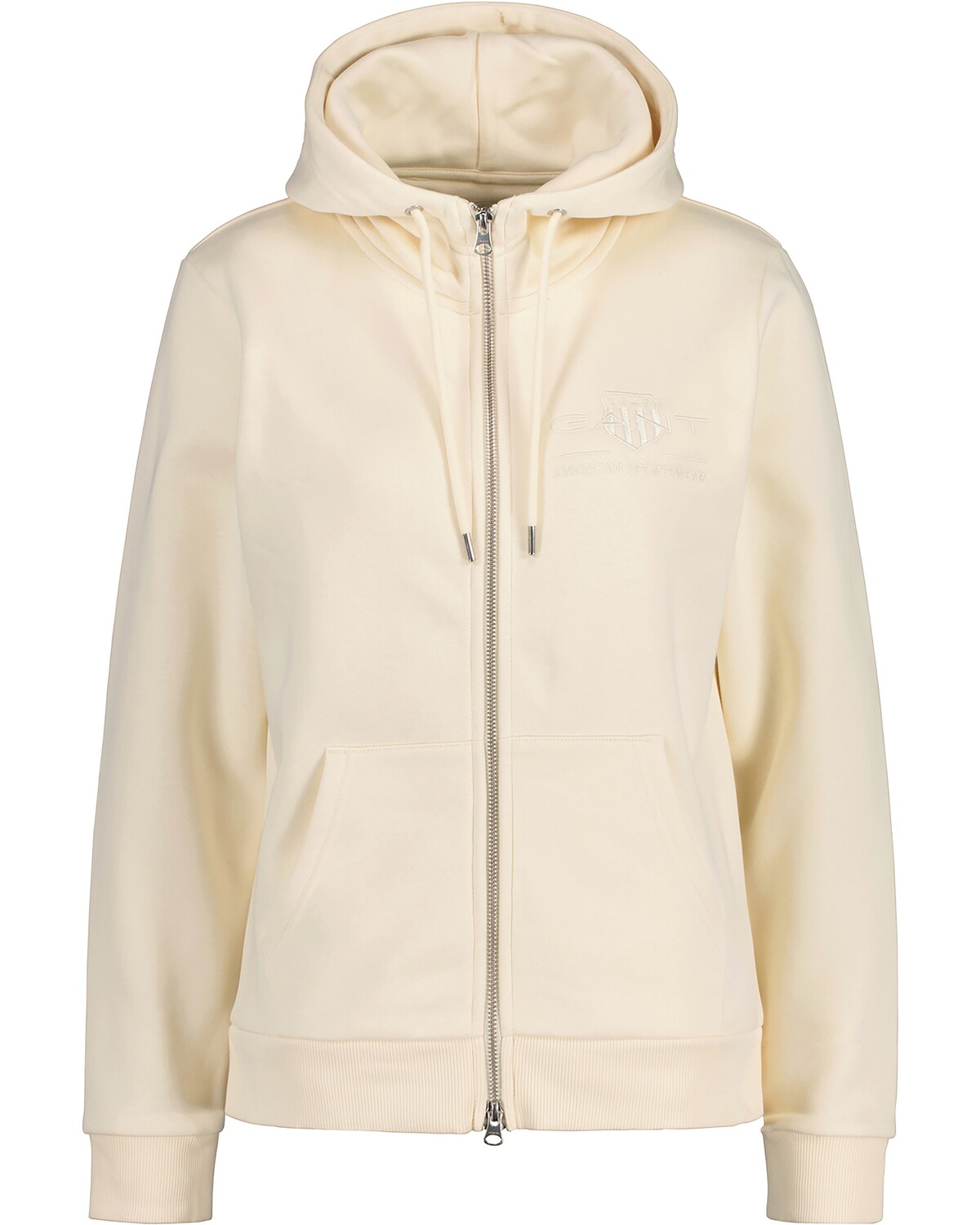 Gant Logo-Sweatjacke Ecru (Größe: XL)