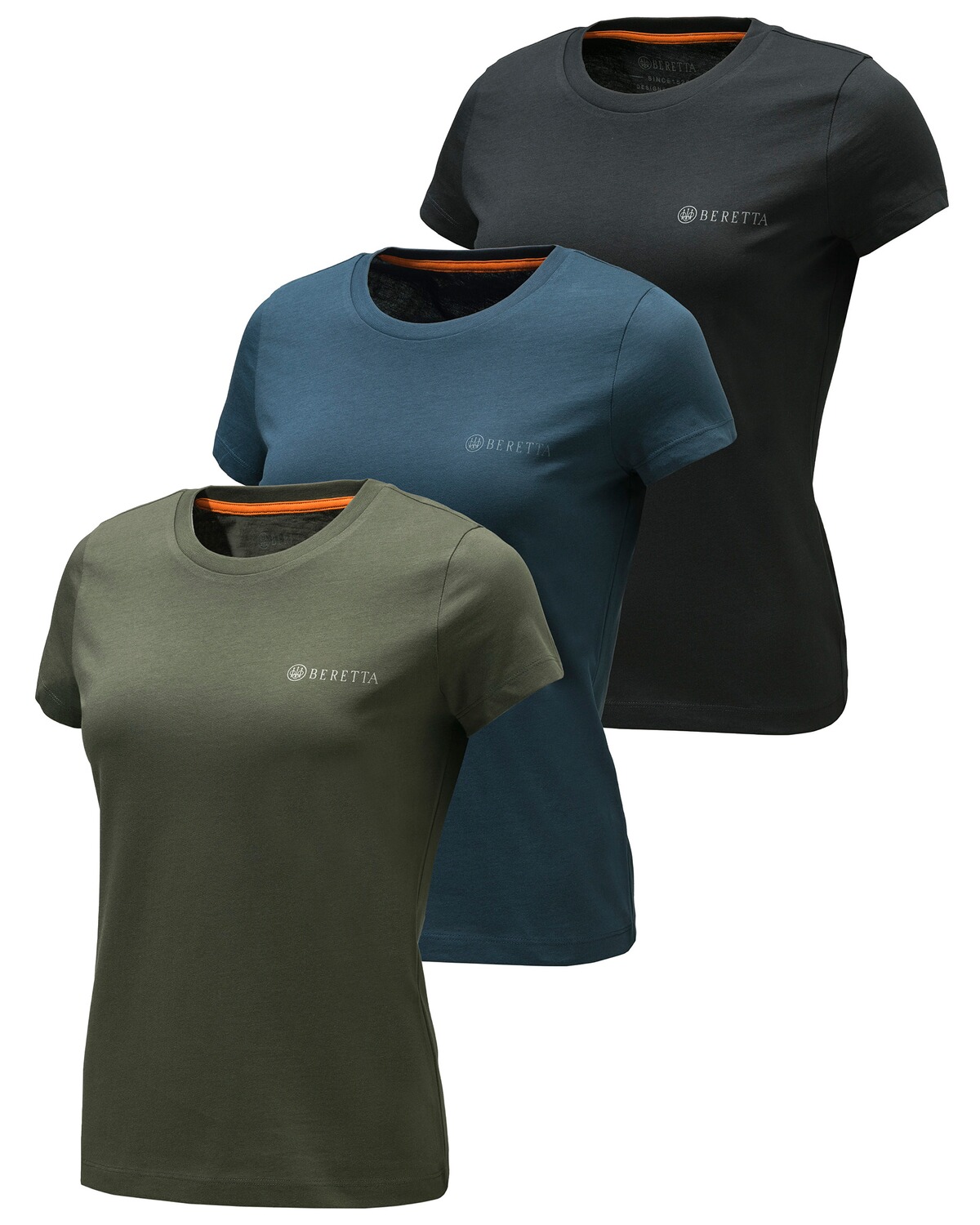Beretta Damen T-Shirt 3er-Pack Moss, Blue, Black (Größe: M)