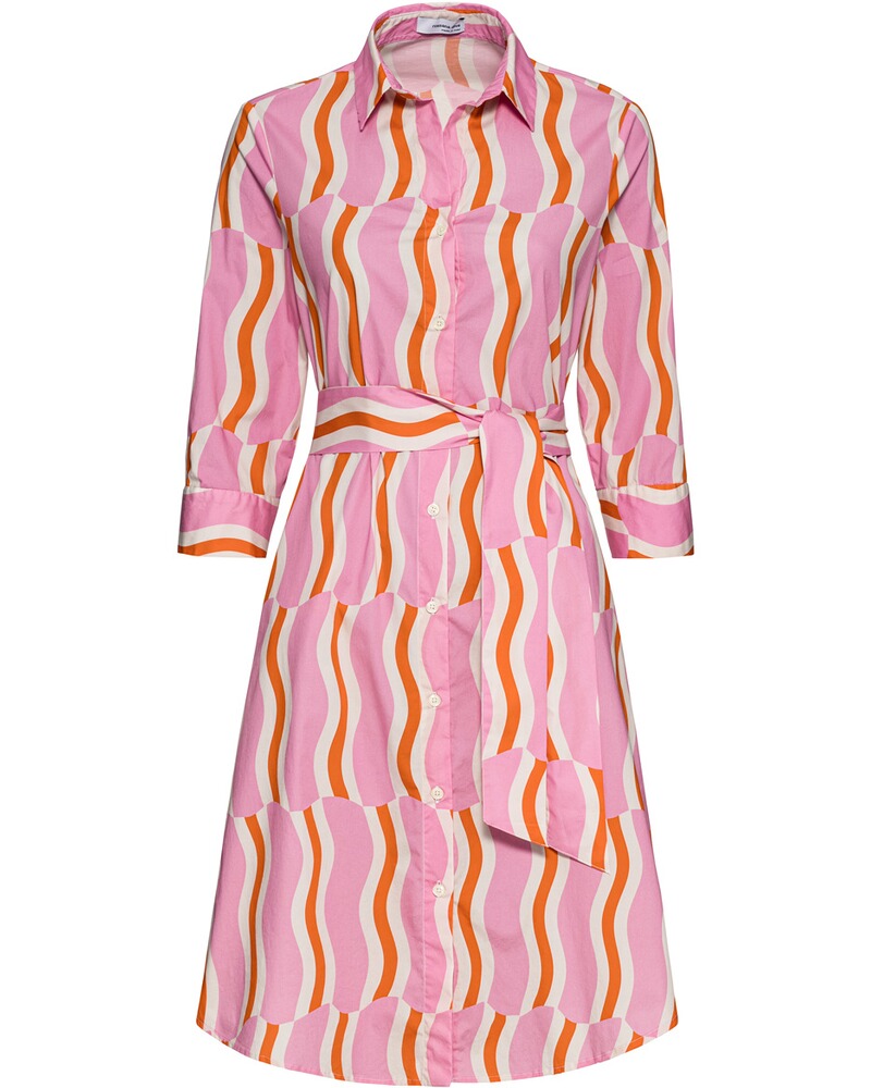 Hemdblusenkleid im Retro-Wellen-Muster