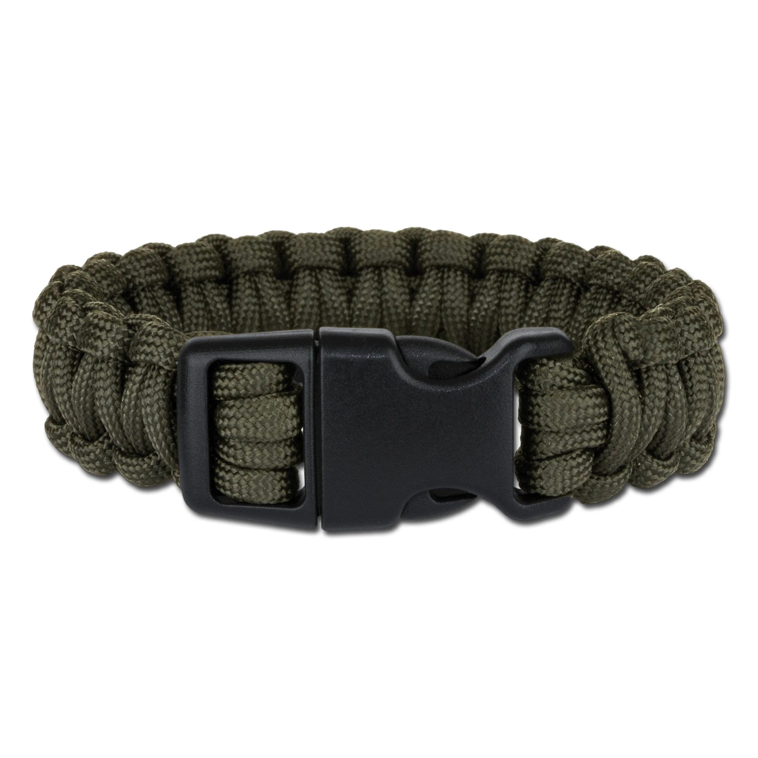Mil-Tec Survival Fallschirmleinen-Armband breit oliv