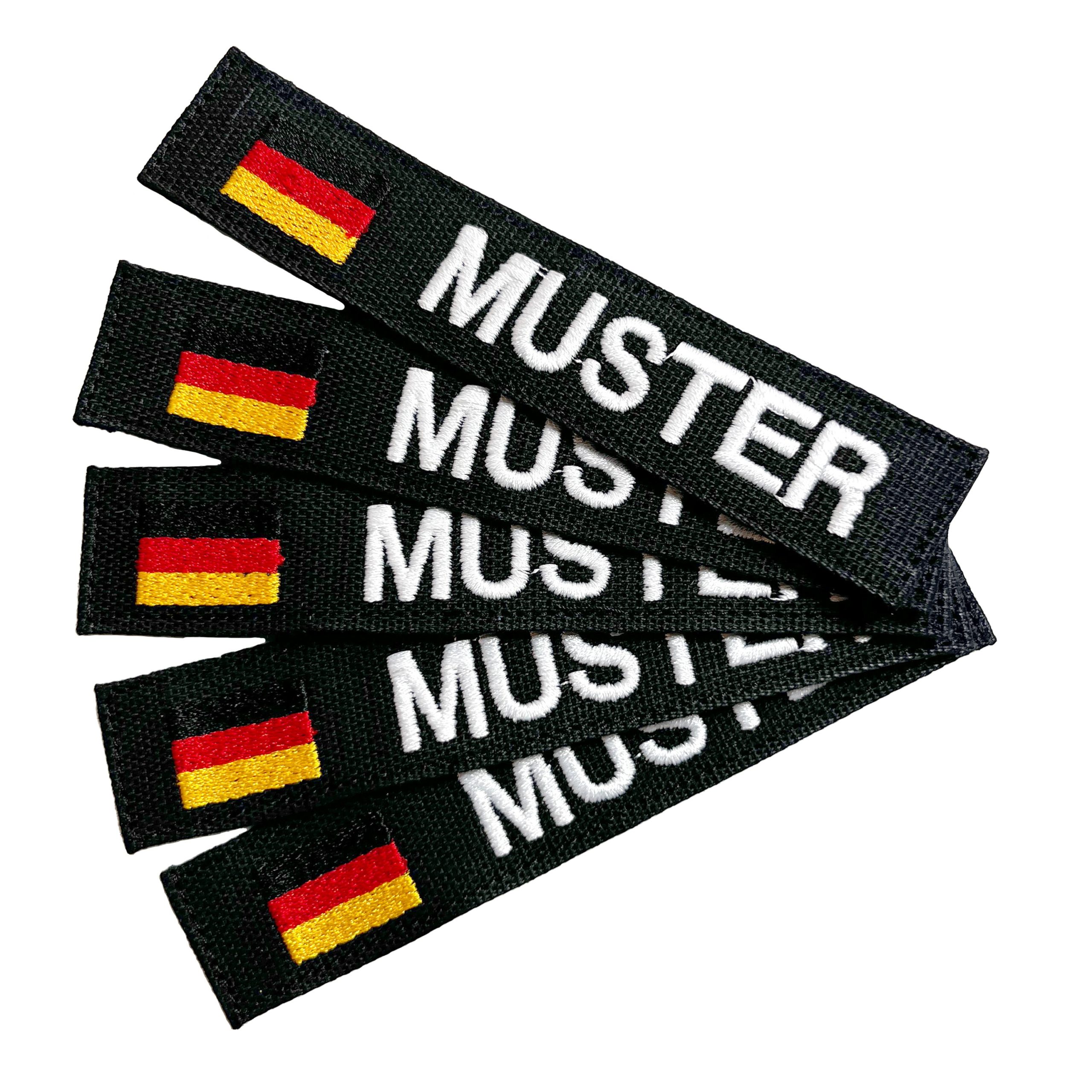 Namensbänder 5er Set DE schwarz weiß