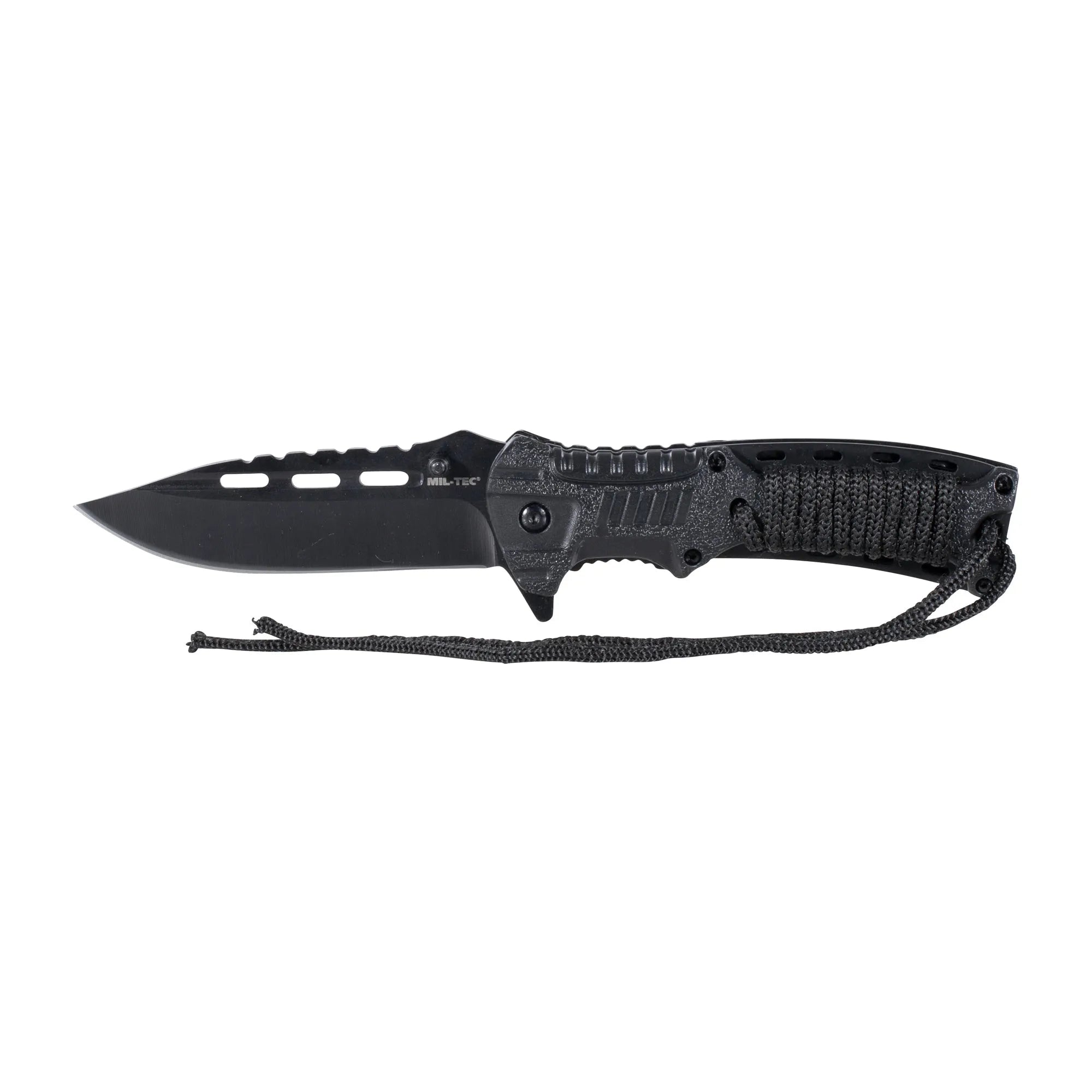 Mil-Tec Einhandmesser Fallschirmleine mit Feuerstarter schwarz