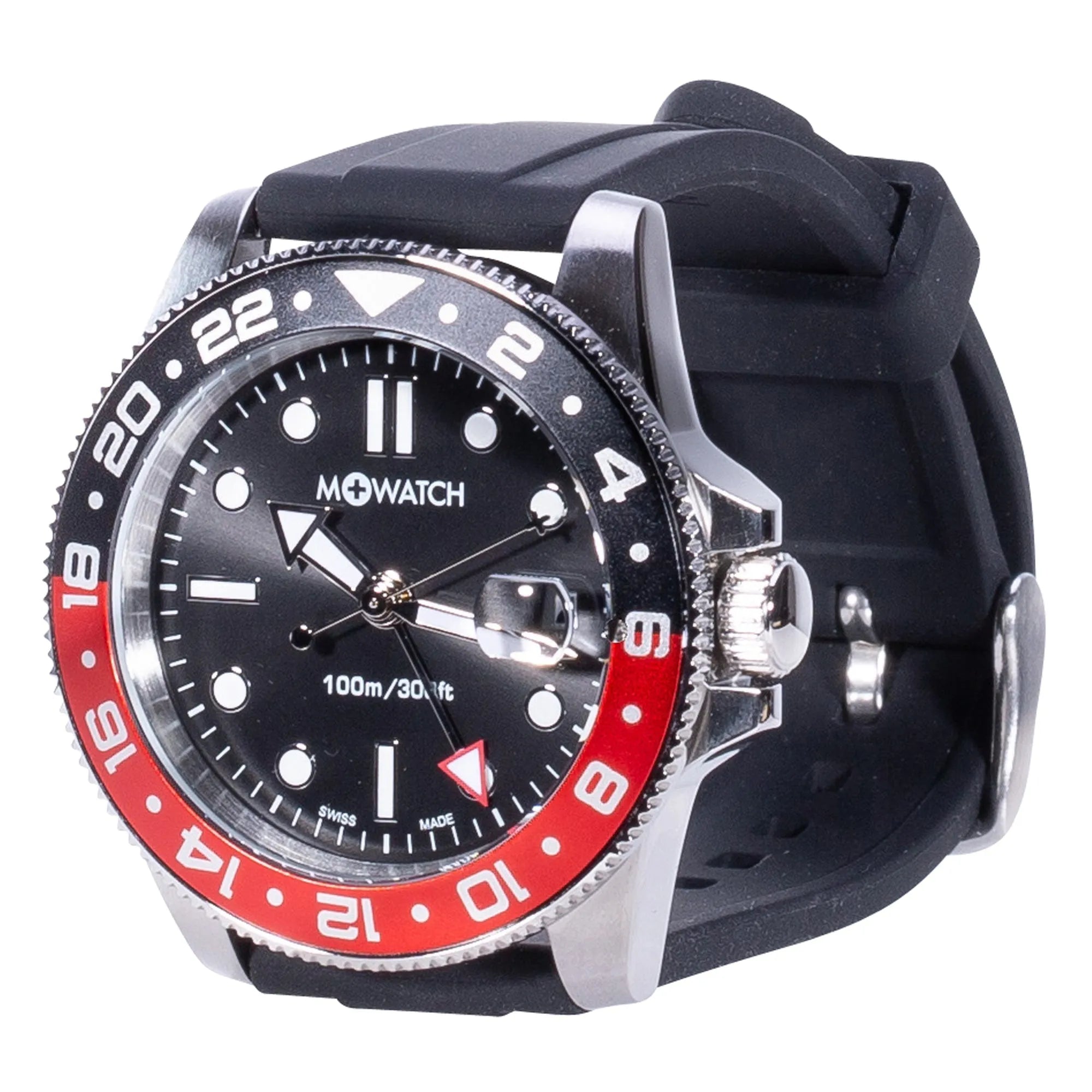 M+WATCH Armbanduhr Mondaine Aqua Steel 41 schwarz rot